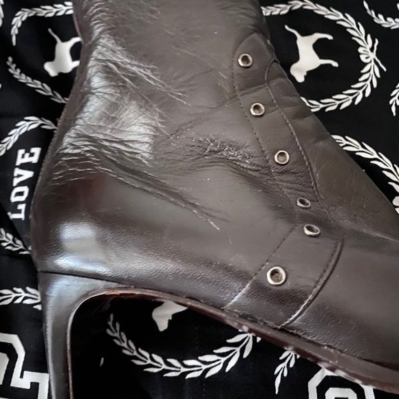 Prevata Brown Leather Studded Mid-Calf Boots Italy - Picture 3 of 9